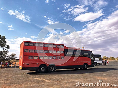Double Decker Bus in Outback Australia Editorial Stock Photo
