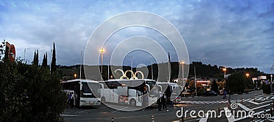 Tourist buses at the airport in Sochi. Russia Editorial Stock Photo