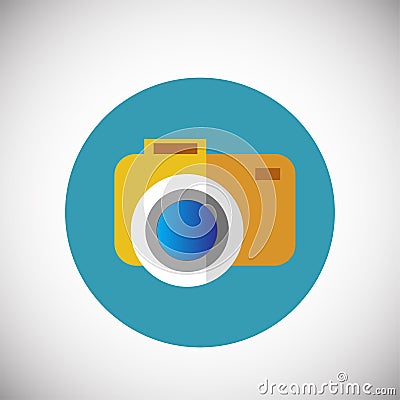 Tourist camera on flat background Vector Illustration