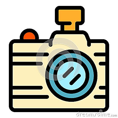 Tourist camera icon color outline vector Vector Illustration