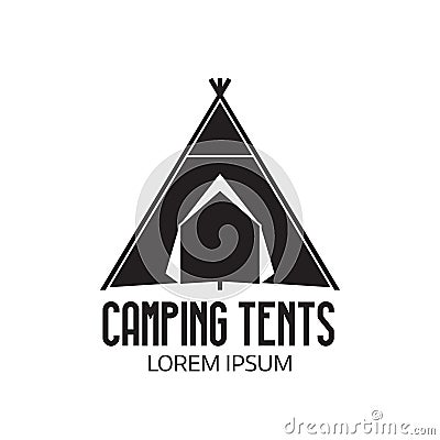 Tourist Camp Logo or Tent Icon Vector Illustration