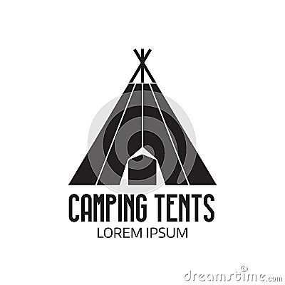 Tourist Camp Logo or Tent Icon Vector Illustration