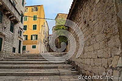 Tourist city by the Adratic sea - Sibenik, Croatia Editorial Stock Photo