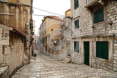 Tourist city by the Adratic sea - Sibenik, Croatia Stock Photo