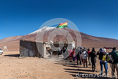 Tourist come to border patrol point of Chile- Bolivia Editorial Stock Photo