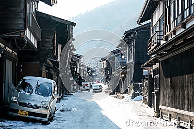 Tourist Council Is a favorite that many people like In the spring Before entering the cold season, Narai-juku. Editorial Stock Photo