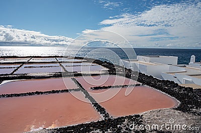 Tourist destination on south of La Palma island, salinas in Fuencaliente, natural sea salt production on Canary islands, Spain Stock Photo