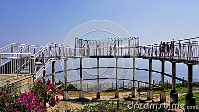 Tourist enjoying beautiful view from top of Nandi hills Editorial Stock Photo