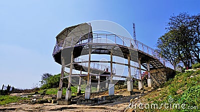 Tourist enjoying beautiful view from top of Nandi hills Editorial Stock Photo