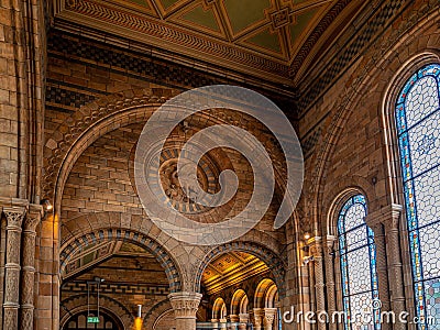 Tourist enjoying an exposition . Detail of the architecture elements in Natural Editorial Stock Photo