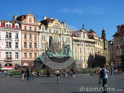 Tourist enjoying at old town square, Prague Editorial Stock Photo