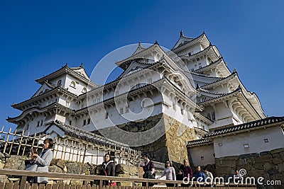 Tourist and the famous Osaka Castle Editorial Stock Photo