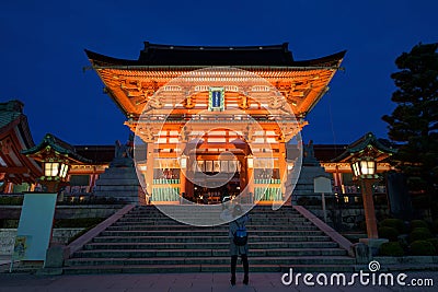 tourist at Fushimi Inari shrine, Kyoto Editorial Stock Photo