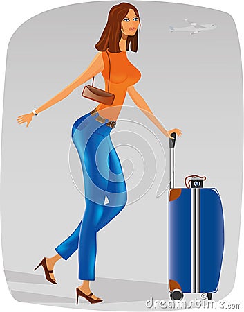 Tourist Girl Cartoon Illustration
