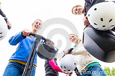 Tourist group having guided Segway tour Stock Photo