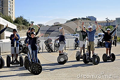 Tourist group moving Segway Editorial Stock Photo