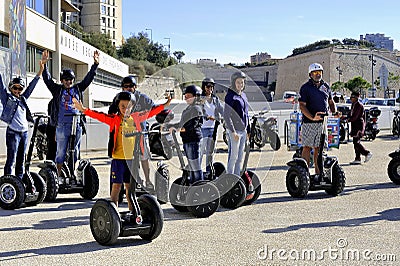 Tourist group moving Segway Editorial Stock Photo