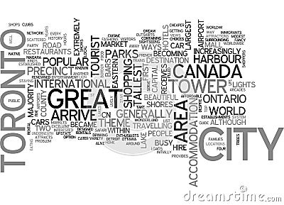 A Tourist Guide To Toronto Word Cloud Stock Photo