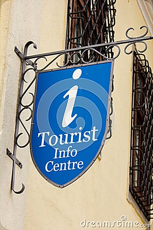 Tourist info centre sign Stock Photo