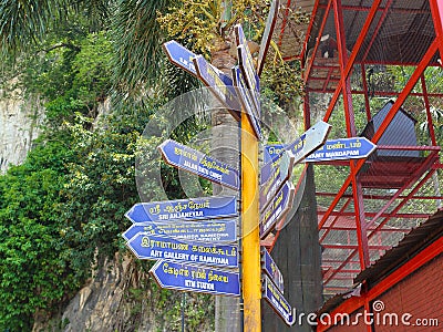 Tourist information pole in Kuala Lumpur, Malaysia Editorial Stock Photo