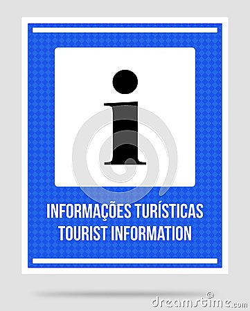 Tourist Information sign written in Brazilian Portuguese and English Stock Photo