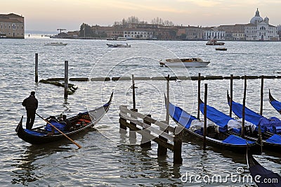 Gondola ride in front of San Giorgio Maggiore church in Venice Editorial Stock Photo