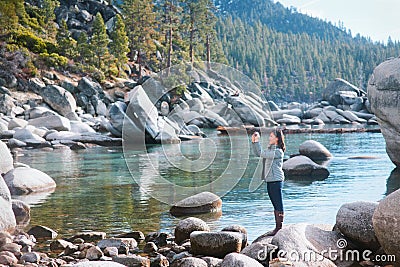 Tourist in lake tahoe Stock Photo