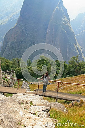 Tourist in Machu Picchu, Peru Stock Photo