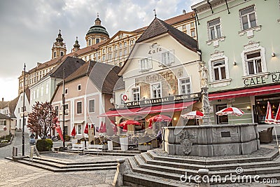 Tourist on main Street of Melk city Editorial Stock Photo