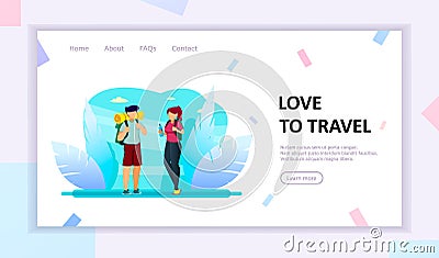 Tourist man and tourist woman. Travelers Vector Illustration