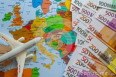 Tourist map of europe for travel Stock Photo