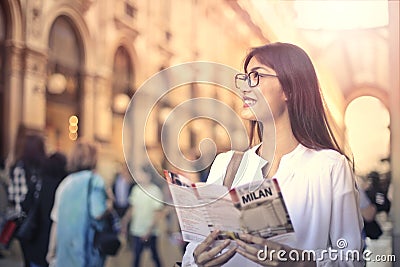 Tourist in Milan Stock Photo