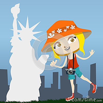Tourist with newyork Vector Illustration