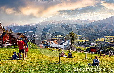 Tourist observe High Tatra mountains Editorial Stock Photo