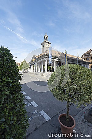 Tourist office in Grande Place square, Vevey, Switzerland Editorial Stock Photo