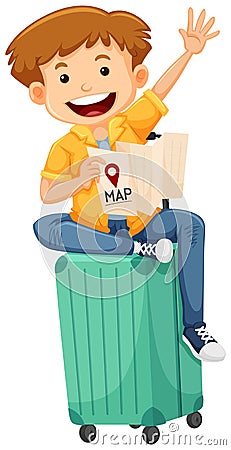 A Tourist Reading a Map Vector Illustration