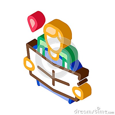 Tourist reading map isometric icon vector illustration Vector Illustration