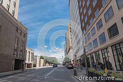 Tourist and resident walking along clean street in downtown Dallas, Texas Editorial Stock Photo