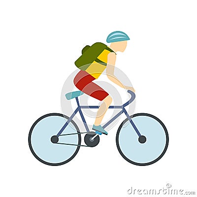 Tourist riding a bicycle with backpack Stock Photo