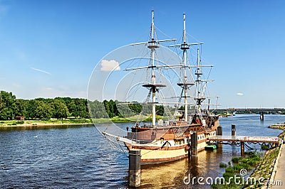 Tourist sailing ship in Novgorod the Great Editorial Stock Photo
