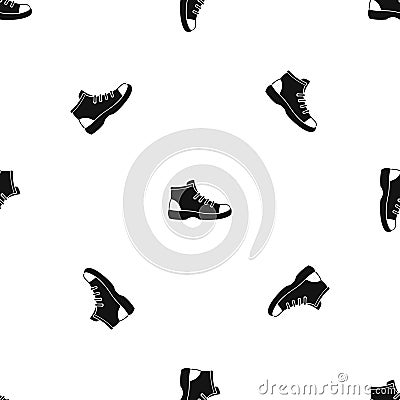 Tourist shoe pattern seamless black Vector Illustration