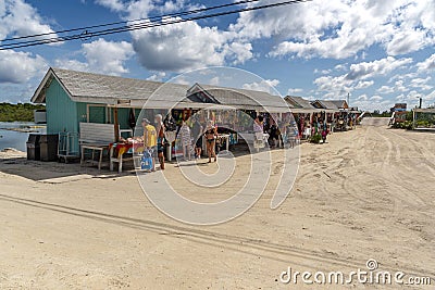 Tourist shops at Princess Cays Bahamas Stock Photo