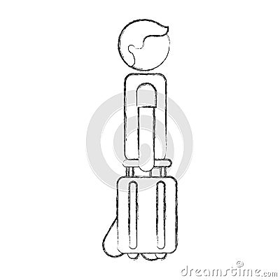 Tourist silhouette with suitcase Vector Illustration