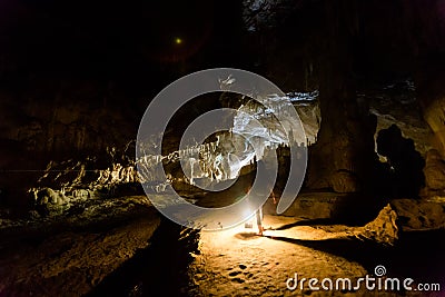 Tourist speleology expedition in Thailand Editorial Stock Photo