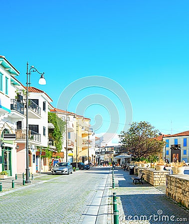 Tourist street downtown, Larnaka, Cyprus Stock Photo