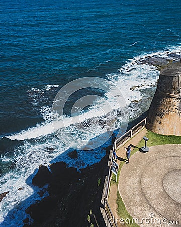 Tourist taking photos in Old San Juan Editorial Stock Photo