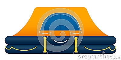 Tourist tent orange Boat Safety Kit vector icon flat isolated. Vector Illustration