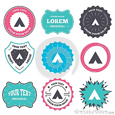 Tourist tent sign icon. Camping symbol. Vector Illustration