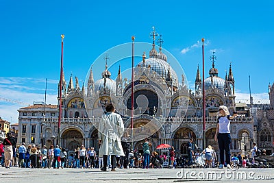 Tourist traffic on Piazza San Marco in Venice Editorial Stock Photo