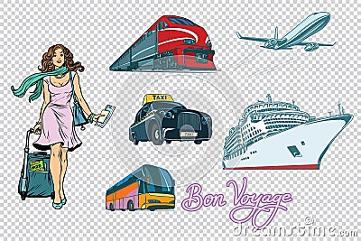 Tourist transport set on background Vector Illustration